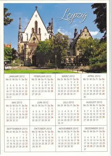 AK, Leipzig, Blick zur Thomaskirche, mit Kalendarium 2012, 2011