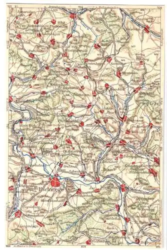 Ansichtskarte mit Landkarte, Eschwege und nordöstliche Umgebung, um 1923