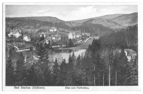 Ansichtskarte, Bad Sachsa Südharz, Teilansicht vom Pfaffenberg, 1928