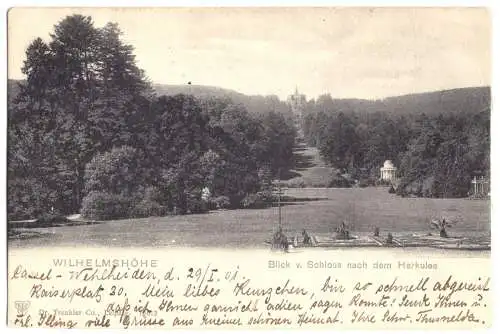 Ansichtskarte, Kassel, Wilhelmshöhe, Blick vom Schloß, 1901