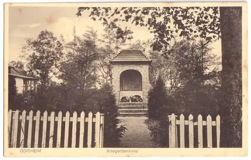 Ansichtskarte, Odisheim Kr. Cuxhaven, Kriegerdenkmal, um 1928
