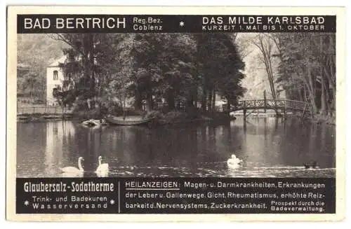 Ansichtskarte, Bad Bertrich, Werbekarte, 1926