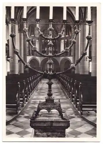 Ansichtskarte, Essen, Münsterkirche, Mittelschiff u. Leuchter 1936