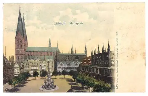 Ansichtskarte, Lübeck, Marktplatz, 1901