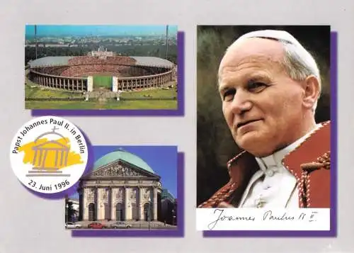 Ansichtskarte, Berlin, Besuch von Papst Johannes Paul II, 1996, drei Abb.,