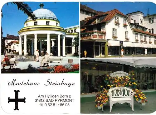 Ansichtskarte, Bad Pyrmont, Modehaus Steinhage, drei Abb., 1998