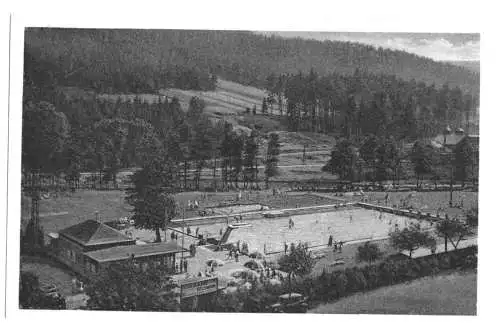 Ansichtskarte, Sitzendorf Schwarzatal, Schwimmbad total, 1952