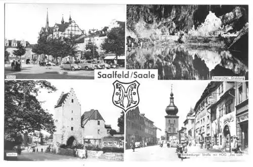 Ansichtskarte, Saalfeld Saale, vier Abb., 1967