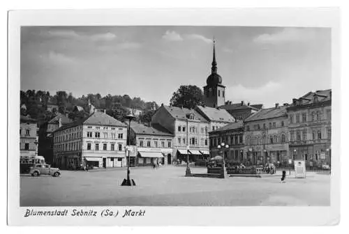 Ansichtskarte, Sebnitz Sachs., Marktplatz, 1955