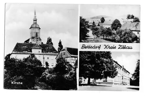 Ansichtskarte, Bertsdorf Kr. Zittau, drei Abb., 1958