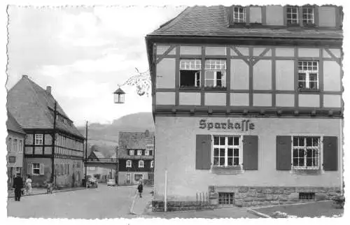 Ansichtskarte, Geising Erzgeb., Rathaus mit Sparkasse, 1966