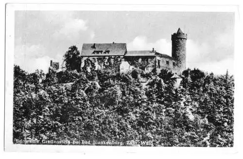 Ansichtskarte, Bad Blankenburg, Burgruine Greifenstein, 1957