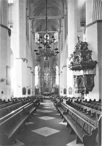 Ansichtskarte, Rostock, Marienkirche, Innenansicht, Blick nach dem Altar, 1962