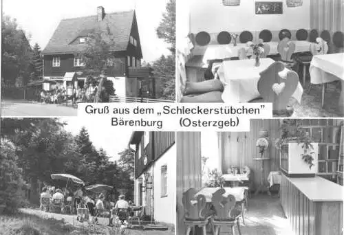 Ansichtskarte, Kurort Bärenburg Osterzgebirge, "Schleckerstübchen", vier Abb., 1984