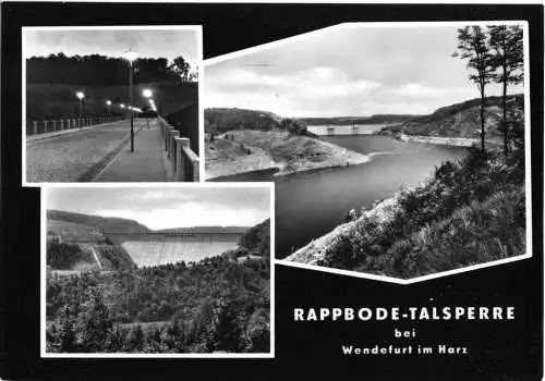 Ansichtskarte, Wendefurt Harz, Rappbode-Talsperre, drei Abb. gestaltet, 1964