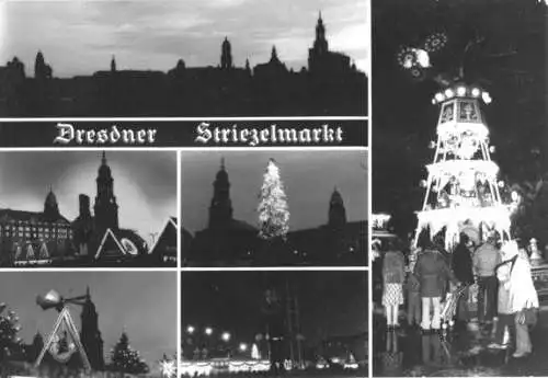 Ansichtskarte, Dresden, Striezelmarkt, sechs Abb., 1986
