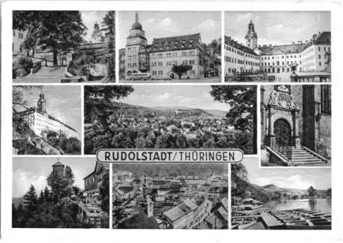Ansichtskarte, Rudolstadt Thür., neun Abb., 1958