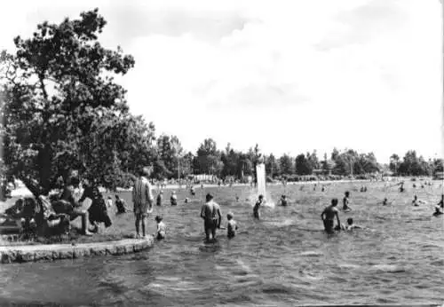 AK, Schneeberg Erzgeb., Strandbad Filzteich, belebt