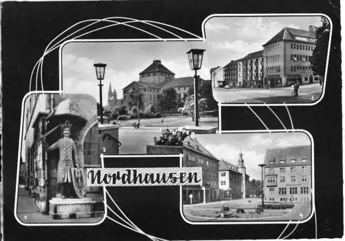 Ansichtskarte, Nordhausen, vier Abb., gestaltet, 1964