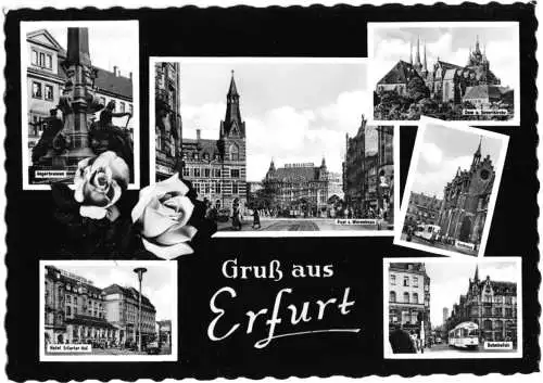 Ansichtskarte, Erfurt, sechs Abb., gestaltet, 1961