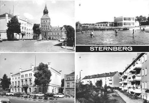 Ansichtskarte, Sternberg Meckl., vier Abb., u.a. Neubauten, 1986