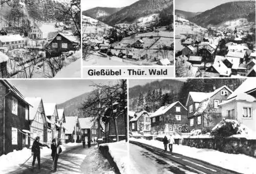 Ansichtskarte, Gießübel Thür. Wald, fünf Winteransichten, 1985