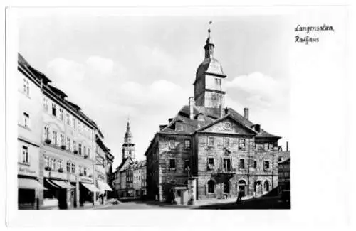 Ansichtskarte, Langensalza, Partie mit Rathaus, 1953
