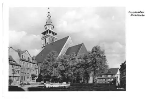 Ansichtskarte, Langensalza, Partie mit Marktkirche, 1955