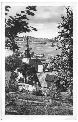 AK, Kurort Seiffen Erzgeb., Teilansicht mit Kirche, 1957