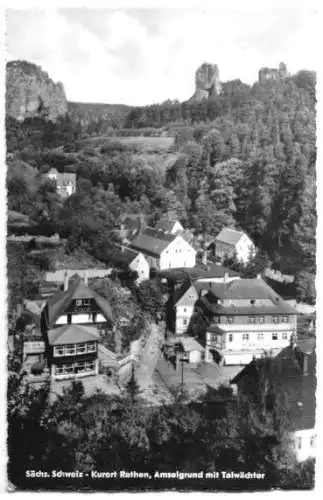Ansichtskarte, Kurort Rathen, Amselgrund mit Talwächter, 1962