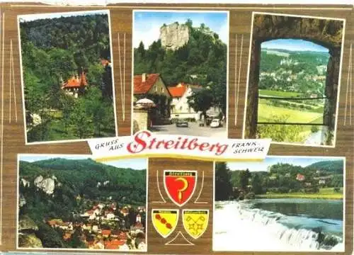Ansichtskarte, Streitberg, 5 Abb., gestaltet, Wappen, um 1982