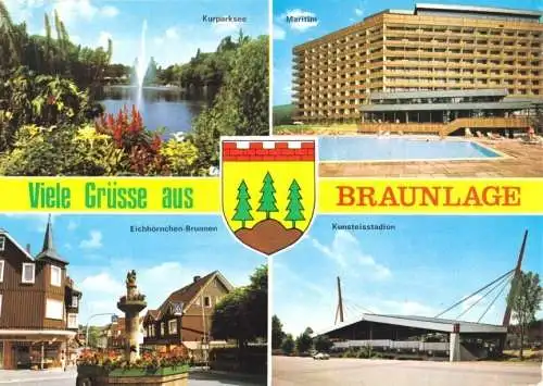 Ansichtskarte, Braunlage Harz, vier Abb., Wappen, um 1976