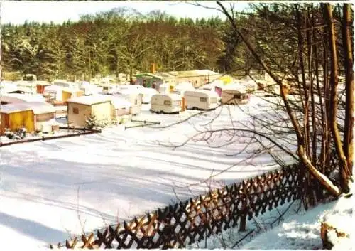 Ansichtskarte, Bad Harzburg, Campingplatz "Wolfstein", Winteransicht, um 1980