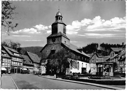 AK, Bad Grund Oberharz, Blick zur Kirche, 1966