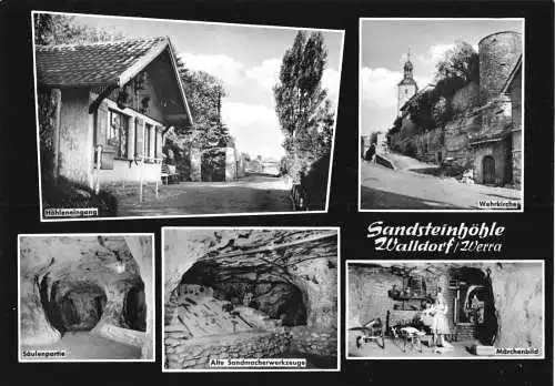 AK, Walldorf Werra, Sandsteinhöhle, fünf Abb., gestaltet, 1965