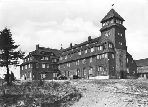AK, Kurort Oberwiesenthal, Fichtelberghaus, Gesamtansicht, 1962