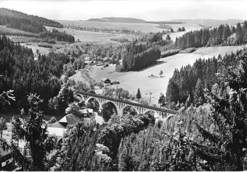 AK, Wurzbach, Blick vom Charlottenfels auf Viadukt, 1987