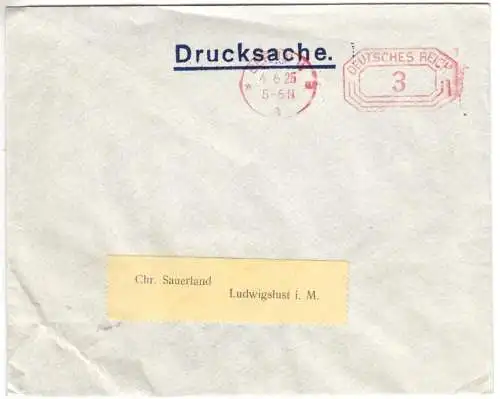 Postfreistempel, Berlin W 8, 4.6.25