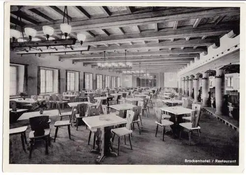 AK, Brocken (Harz), Brockenhotel, Restaurant, um 1951