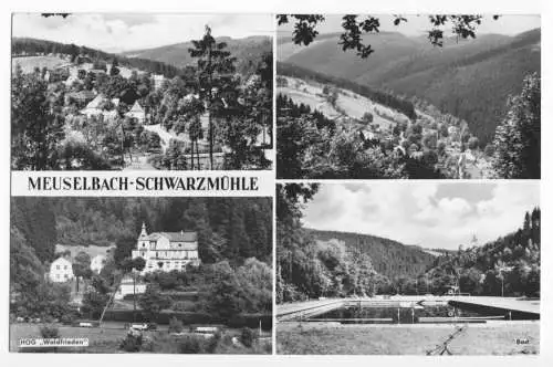 AK, Meuselbach - Schwarzmühle, vier Abb. u.a. Bad, 1968