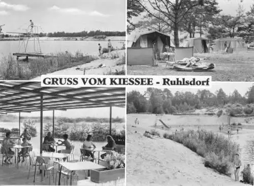 AK, Ruhlsdorf Kr. Bernau, Gruss vom Kiessee, vier Abb., 1974