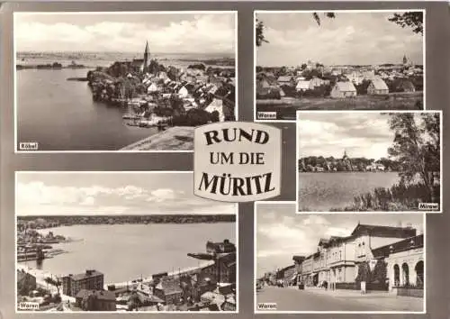 AK, Rund um die Müritz, fünf Abb., gestaltet, Röbel, Waren (3), Mirow, 1966
