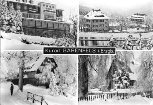 AK, Kurort Bärenfels Osterzgeb., vier winterliche Teilansichten, 1977