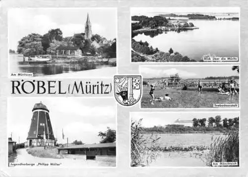 AK, Röbel Müritz, fünf Abb., gestaltet, 1967