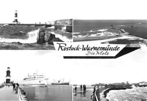 AK, Rostock Warnemünde, Die Mole, vier Abb., 1978