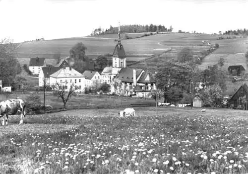 AK, Mauersberg Erzgeb., Teilansicht mit Kirche, 1977