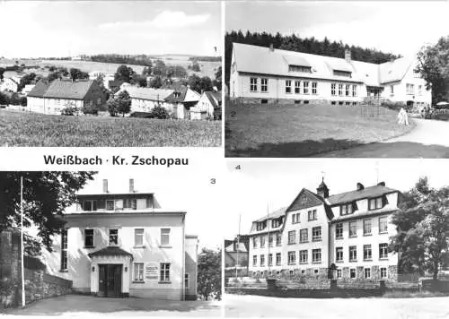 AK, Weißbach Kr. Zschopau, vier Abb., u.a. Schule, 1982