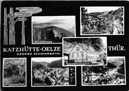 AK, Katzhütte-Oelze Oberes Schwarzatal, sechs Abb., gestaltet, 1965