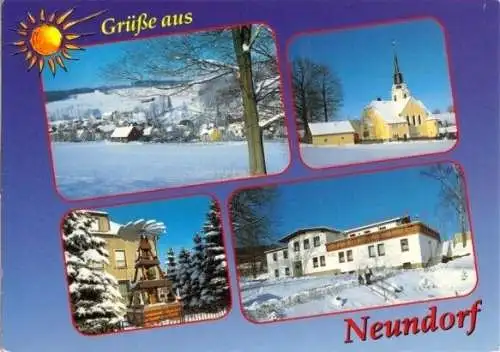 AK, Neundorf, 4 Winteransichten, 1995