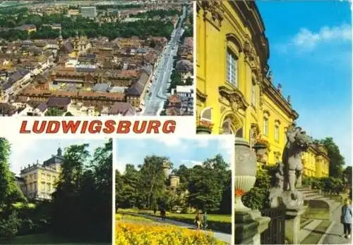 AK, Ludwigsburg, vier Abb., u.a. Luftbild, 1979